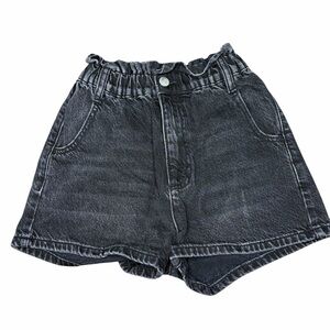 Urban Outfitters Black Washed Paperbag Waist Denim Shorts